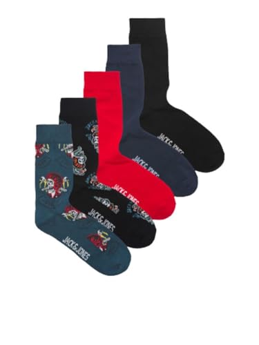 jack&jones herren socken jacsuboo skull 5er pack schwarz, sailor blue-navy blazer-barbados cherry