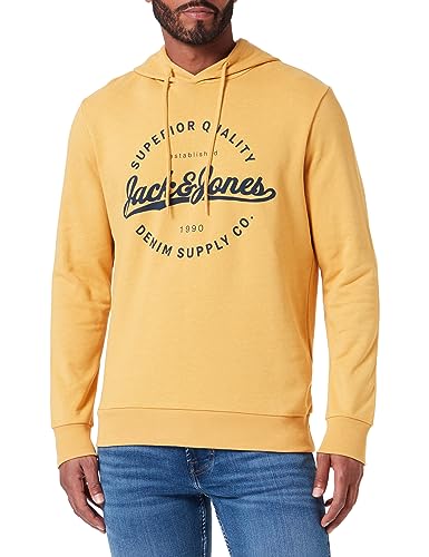 jack&jones kapuzenpullover heren jjstanli honey gold mit print, größe S