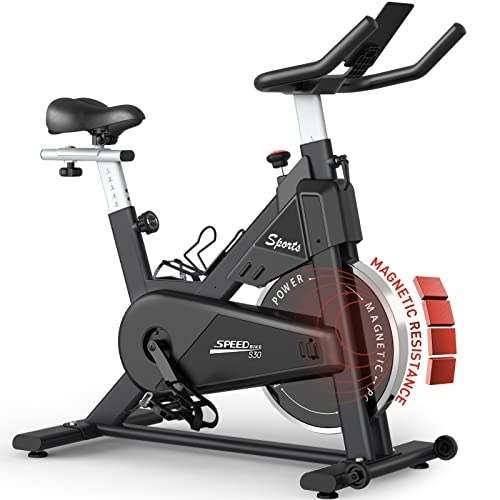 pasyou heimtrainer fahrrad mit magnetischem widerstand, fitnessbike, 150 kg schwarz