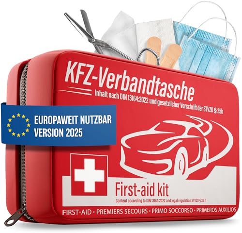 heldenwerk kfz verbandstasche nach norm 2025, europaweit nutzbar, erste hilfe set DIN 13164
