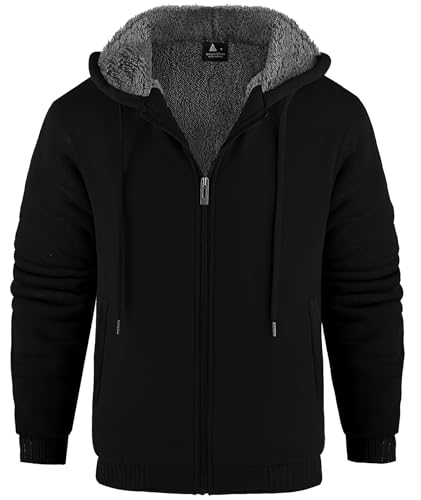 JACKETOWN Herren Kapuzenpullover Sweatjacke Gefüttert Fleece Hoodie Winterjacke