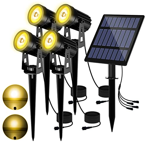 T-SUN Gartenstrahler Solar 4er Set, IP65 wasserdichte LED Solarlampe für Gartenweg