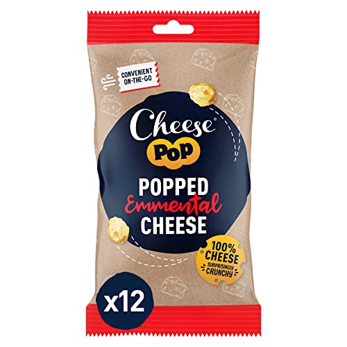 Cheesepop Popped Snack, 100% Emmental Käse, proteinreich, knusprig, 12x20g, leicht und nussig