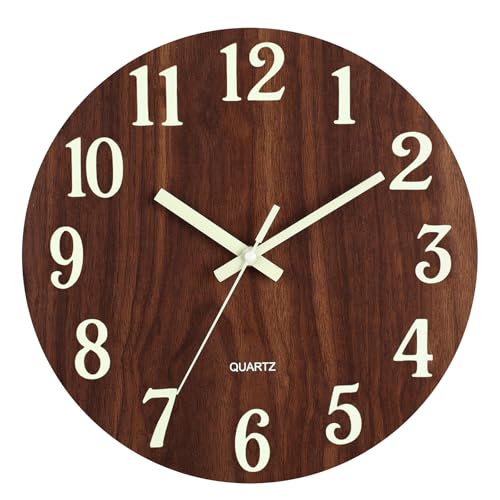 Produktbild: hzdhclh lautlose wanduhr holz retro funk wanduhr leuchtend für wohnzimmer, schlafzimmer, küche