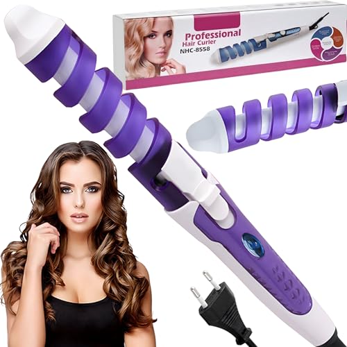 Produktbild: ret00 lockenstab keramik lockenwickler große spiral lockenbürste 210 C violet