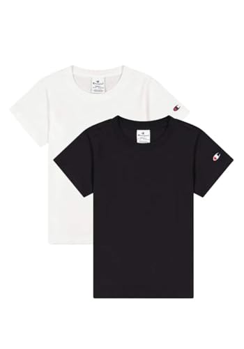 champion mädchen t-shirts crewneck 2er pack weiß schwarz 11-12 jahre