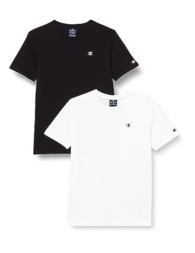 champion t-shirt jungen crewneck 2er pack weiß schwarz 13-14 jahre