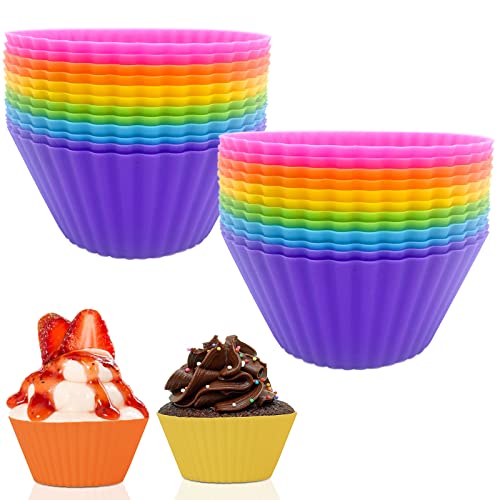 Produktbild: muffinform silikon 24 stück wiederverwendbare muffinförmchen sinzau 6 farben