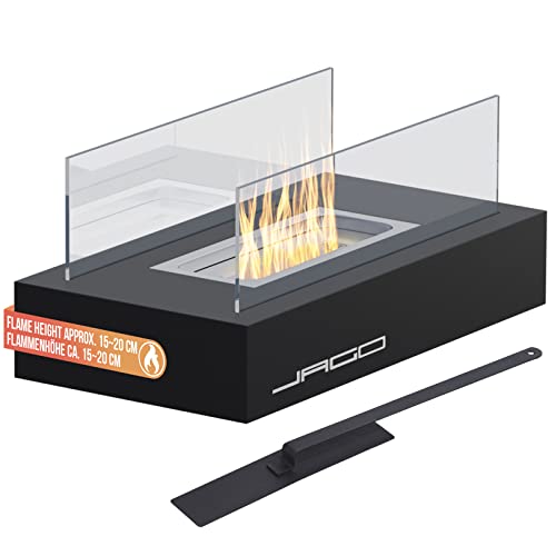 jago tischkamin bio-ethanol 35 x 18 x 15 cm edelstahl schwarz für innen außen