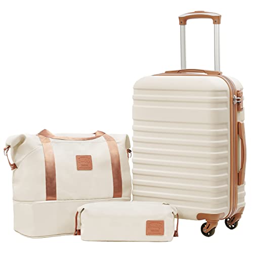 coolife reisekoffer trolley mit 4 rollen, tsa-schloss, inkl. reisetasche und kulturbeutel