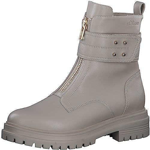 s.Oliver damen stiefeletten kunstleder reißverschluss beige ivory 36