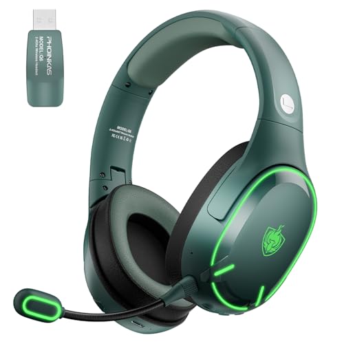 phoinikas gaming headset wireless bluetooth 5.3 mit noise cancelling mikrofon, 30h akku