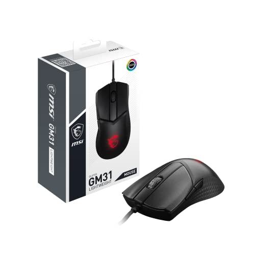 msi clutch gm31 gaming-maus 58g pixart paw3311 12000 dpi ergonomisch kabel 200 cm
