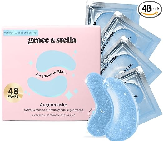 Augenpads gegen dunkle Augenringe & Falten, kühlende Gel-Eyepads [48 Paare, Blau]