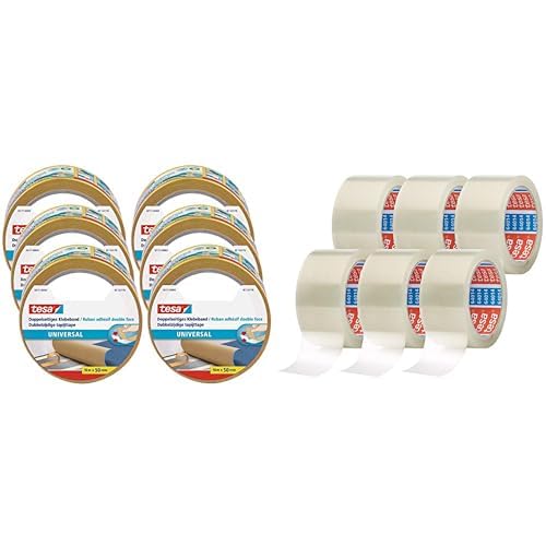 tesa doppelseitiges klebeband universal 6er pack 10 m transparent geräuscharm