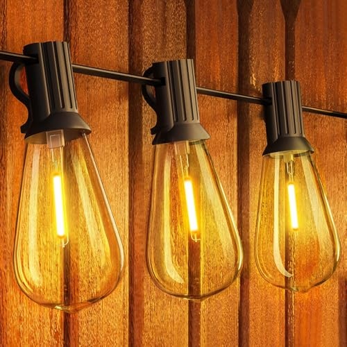 Produktbild: 18M LED Lichterkette Außen, 30+1 wasserdichte ST38 Glühbirnen, 2700K Warmweiß