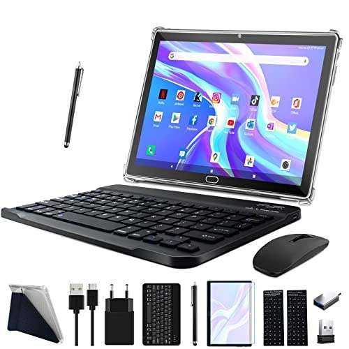 2024 10 Zoll 3-in-1 Tablet, Android 13, 4G LTE, 64GB ROM, 512GB TF, Octa-Core, 1080P FHD, 13MP, WLAN, GPS, Bluetooth, Schwarz