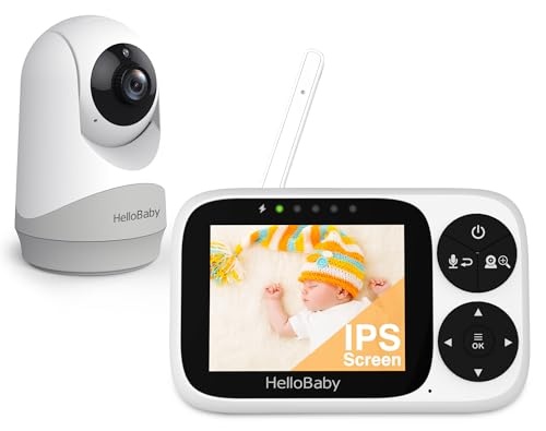 HelloBaby babyphone mit kamera, 3,2 zoll bildschirm, nachtsicht, 2-wege audio, voxeinsatz