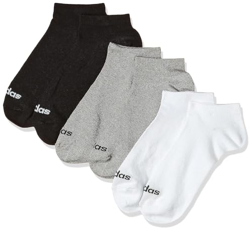 adidas low-cut socken unisex, dünn, 3 paar, mittelgrau, weiß, schwarz, größe 6.5-8