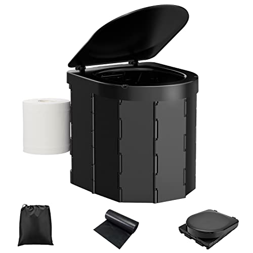 wadeo campingtoilette 27 l tragbare toilette für angeln wandern reisen, 12 beutel