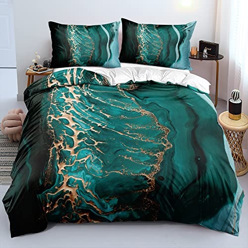 luofanfei marmor bettwäsche 135x200 grün gold 3D effekt einzelbett mit reißverschluss