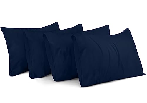 kissenbezüge 30x50 4er set marineblau - utopia bedding aus 100% mikrofaser mit umschlagverschluss