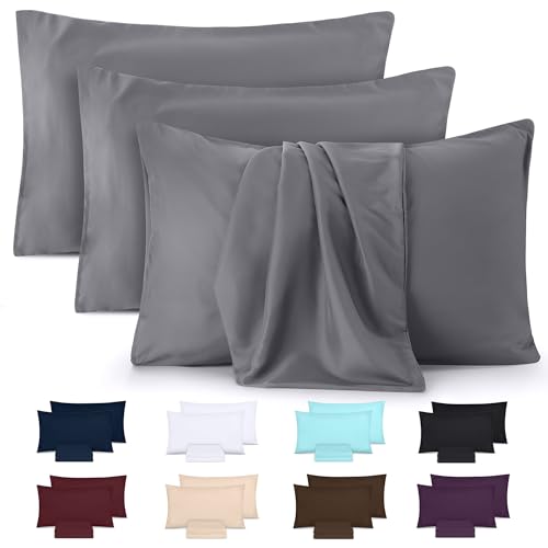 Produktbild: kissenbezüge 4er-set 30 x 50 cm grau, utopia bedding, oeko-tex, mikrofaser, mit umschlagverschluss