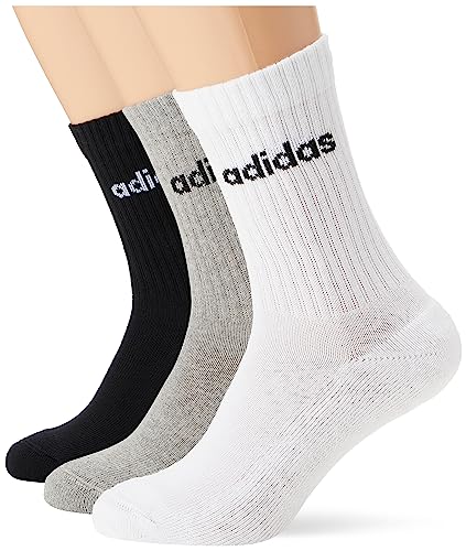 adidas socks unisex cushioned crew 3 pairs grau weiß schwarz 6.5-8