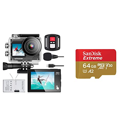 action cam 4k 30fps ultra hd wasserdicht 30m mit 2 akkus und 64 gb speicherkarte