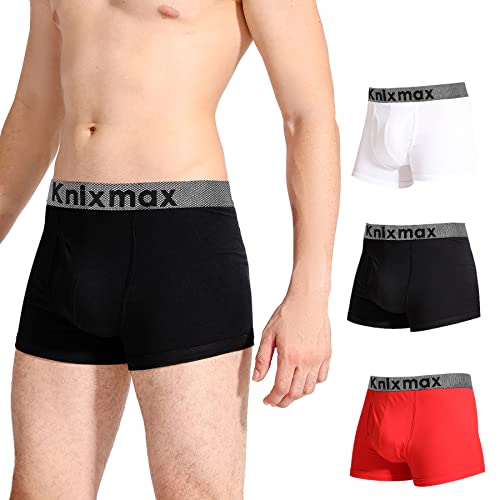 knixmax herren boxershorts baumwolle kurz unterwäsche elastischer bund schwarz weiß rot m