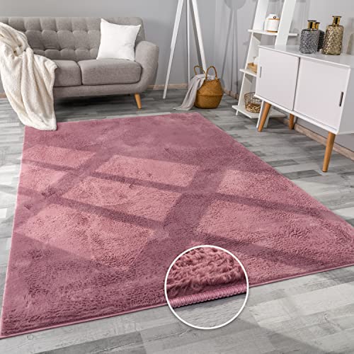 paco home hochflor teppich lila rosa flauschig fellteppich kunstfell 60x90 cm