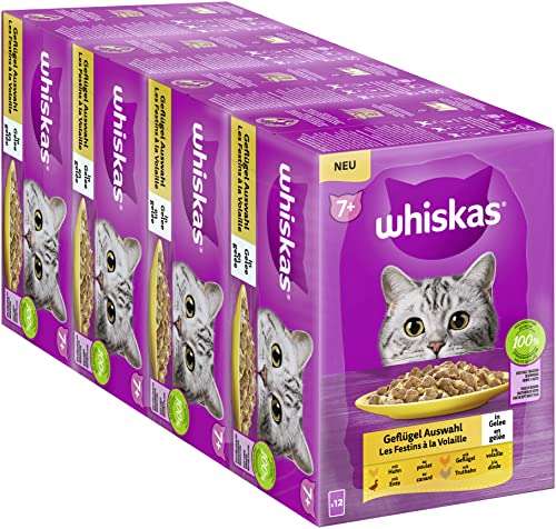 whiskas 7+ katzenfutter geflügel in gelee 12x85g - nassfutter für senioren katzen