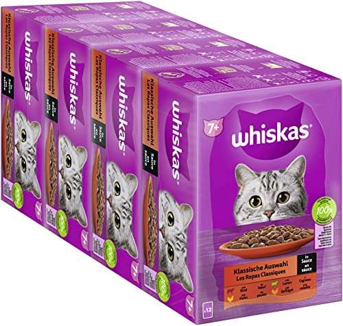 whiskas katzenfutter 7+ klassik in sauce 12x85g 4 packungen 48 portionsbeutel