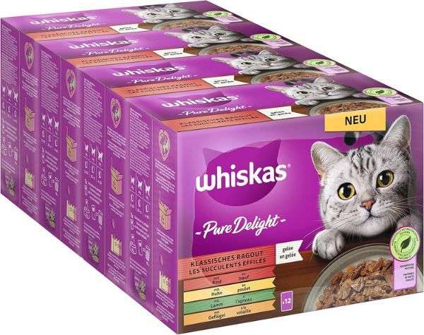 whiskas 1+ kattenfutter 4 x 12er pack pure delight in gelee 15,32 (statt 20)