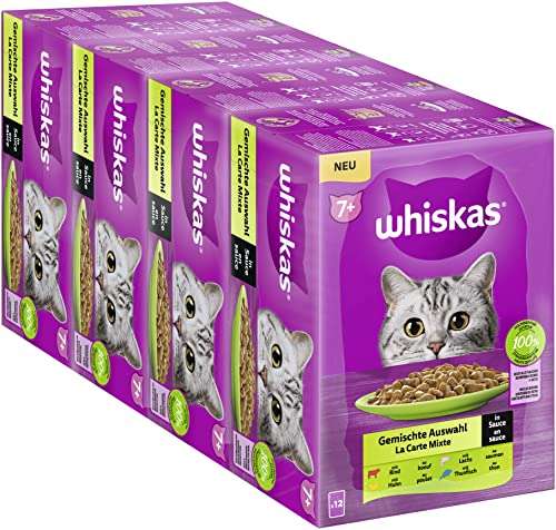 whiskas katzennassfutter senior 7+ gemischte auswahl in sauce 48 portionsbeutel 12x85g