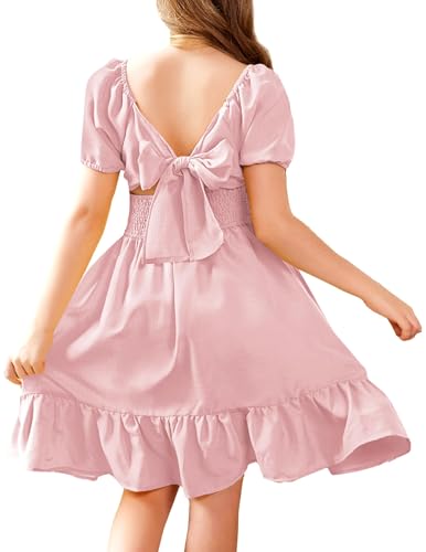 arshiner mädchen kleider sommer elegant hochzeit a-linie kleid rosa 152