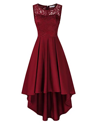 KOJOOIN abendkleid damen, brautjungfernkleid, unregelmäßiges langes spitzenkleid