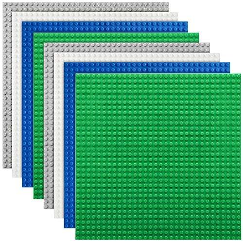 etarnfly bauplatte set 8 platten 32x32 noppen kompatibel für kinder grau grün blau weiß