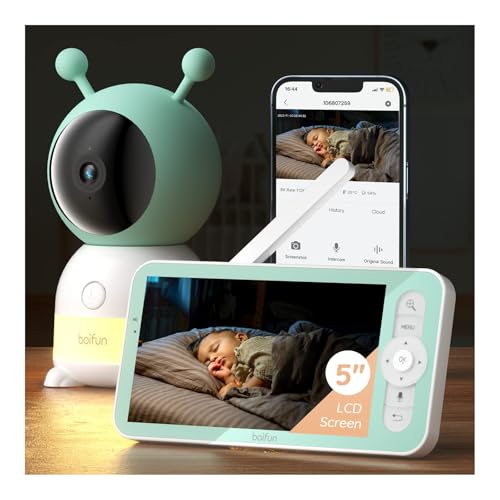 boifun babyphone mit kamera 2k, wlan babyfon mit app, nachtlicht, zoom, bewegungsverfolgung