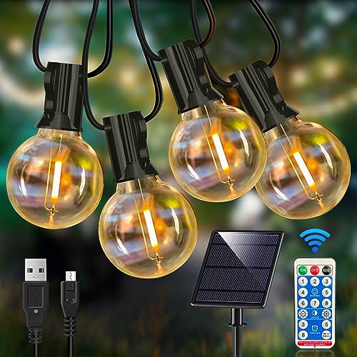 ledya 15m solar lichterkette außen mit 25 g40 birnen, wetterfest für garten, weihnachten