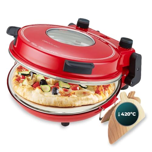 Cecotec pizzaofen 1200 W mit fenster, 30 cm, 420, keramische platte, timer 15 min