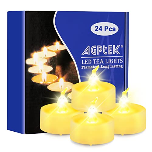 agptek led kerzen 24er pack flammenlose teelichter mit timer für hochzeit party dekoration