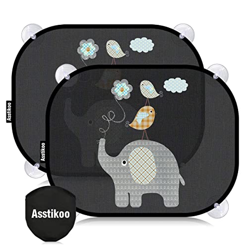 asstikoo auto sonnenschutz baby, uv schutz sonnenschirme 45x35.5cm, 2er set mit saugnäpfen