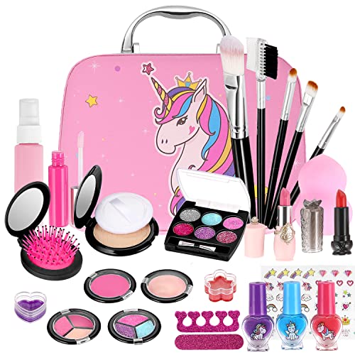 GAGAKU kinderschminke set 27 teilig, waschbar schminkkoffer für mädchen 4-8 jahre