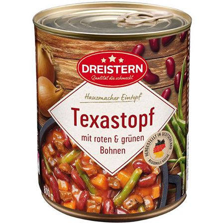 Drei Stern Texastopf mit roten und grünen Bohnen 800g ab 3,03 Euro