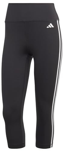adidas 3/4 Leggings Damen High-Waisted 3-Stripes, Schwarz, XS