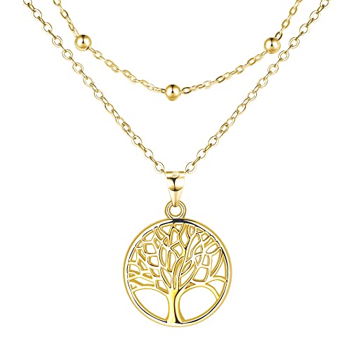 Produktbild: Lydreewam Kette Baum des Lebens 925 Silber Damen verstellbar 40+5cm Gold Geschenkbox