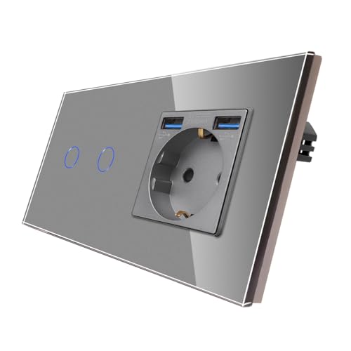 cnbingo touch lichtschalter mit schuko steckdose und dual usb-a ports 2,1 amp