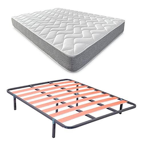 durmete online Bett 90 x 190 cm mit umkehrbarer Matratze und Lattenrost