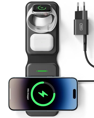 iniu 15w magsafe ladestation 3 in 1, faltbares wireless charger für iphone, apple watch, airpods